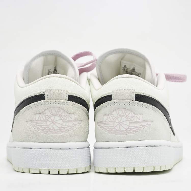 Pre Owned Air Jordans Green Nubuck Leather and Canvas Jordan 1 Low SE Barely Green Sneakers Size 42