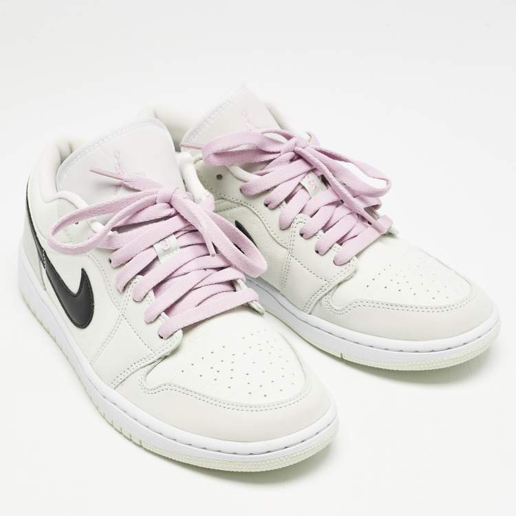 Pre Owned Air Jordans Green Nubuck Leather and Canvas Jordan 1 Low SE Barely Green Sneakers Size 42