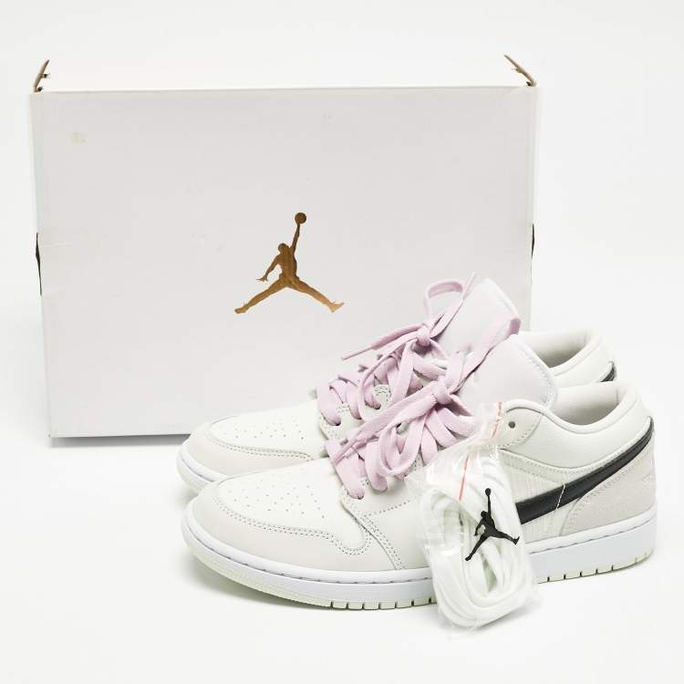 Pre Owned Air Jordans Green Nubuck Leather and Canvas Jordan 1 Low SE Barely Green Sneakers Size 42