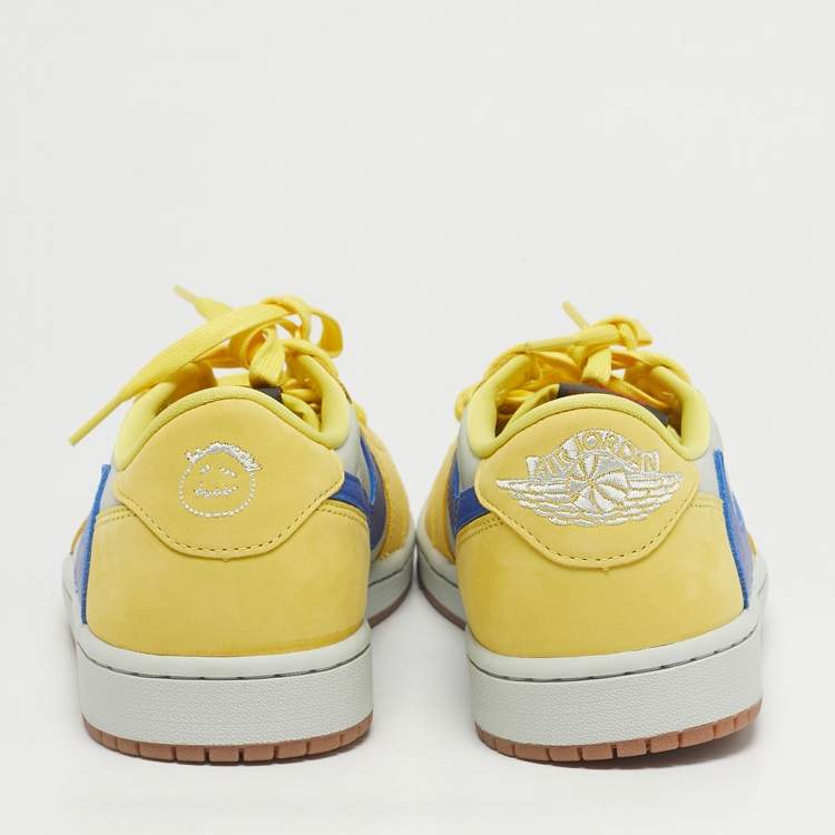 Pre Owned Air Jordans Multicolor Leather Jordan 1 Retro Low OG SP Travis Scott Canary Sneakers Size 44.5