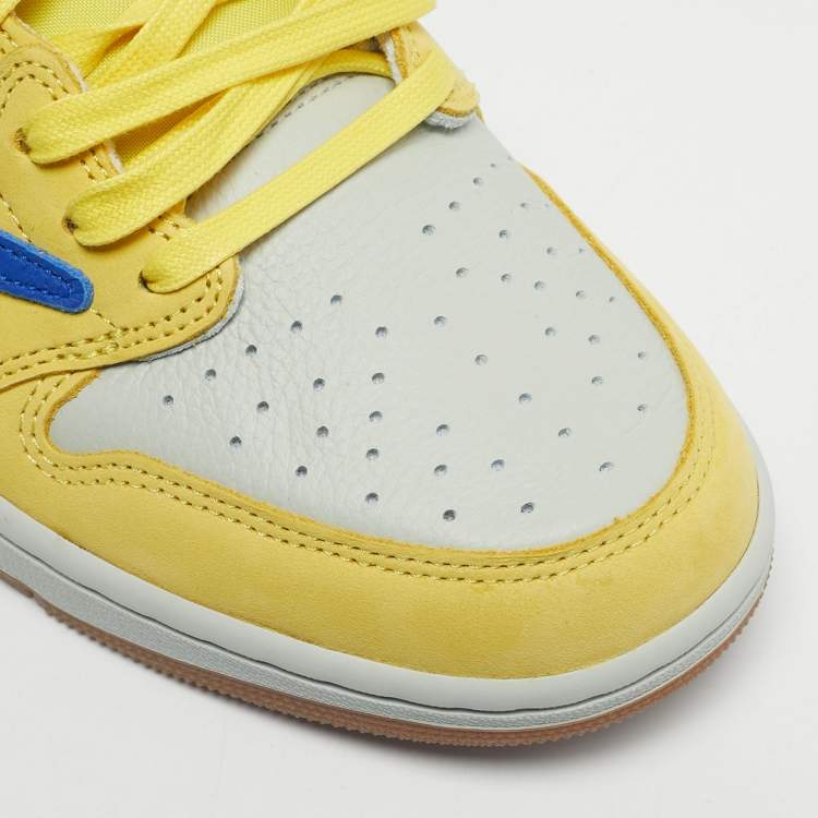 Pre Owned Air Jordans Multicolor Leather Jordan 1 Retro Low OG SP Travis Scott Canary Sneakers Size 44.5