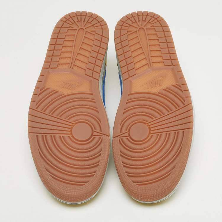 Pre Owned Air Jordans Multicolor Leather Jordan 1 Retro Low OG SP Travis Scott Canary Sneakers Size 44.5