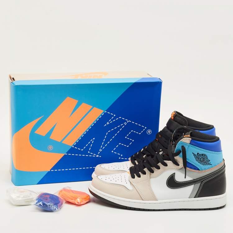 Pre Owned Air Jordans Jordan 1 Size 44.5 Multicolor Leather and Nubuck Leather High Top Sneakers