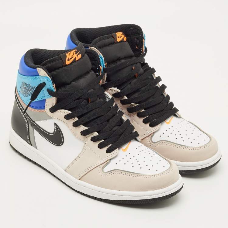 Pre Owned Air Jordans Jordan 1 Size 44.5 Multicolor Leather and Nubuck Leather High Top Sneakers