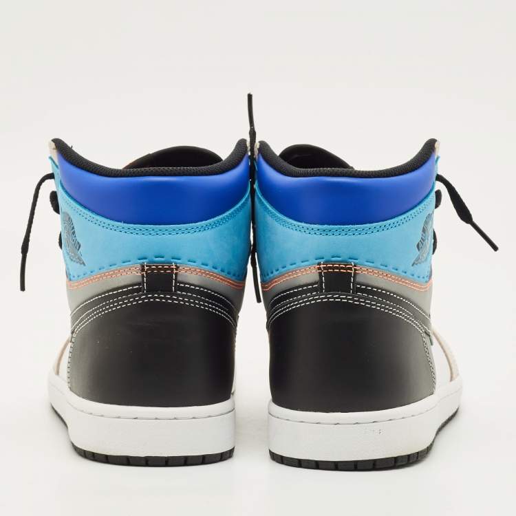 Pre Owned Air Jordans Jordan 1 Size 44.5 Multicolor Leather and Nubuck Leather High Top Sneakers