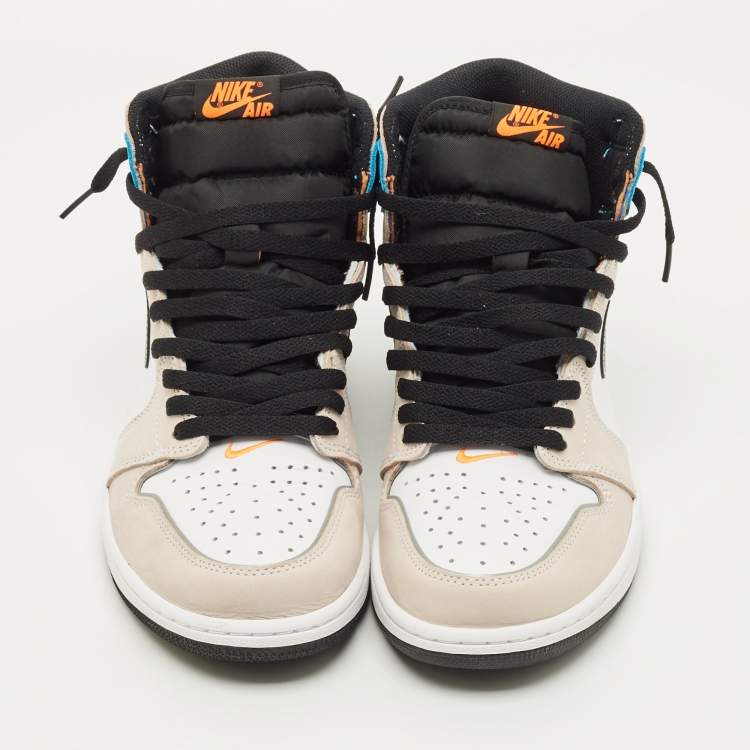 Pre Owned Air Jordans Jordan 1 Size 44.5 Multicolor Leather and Nubuck Leather High Top Sneakers