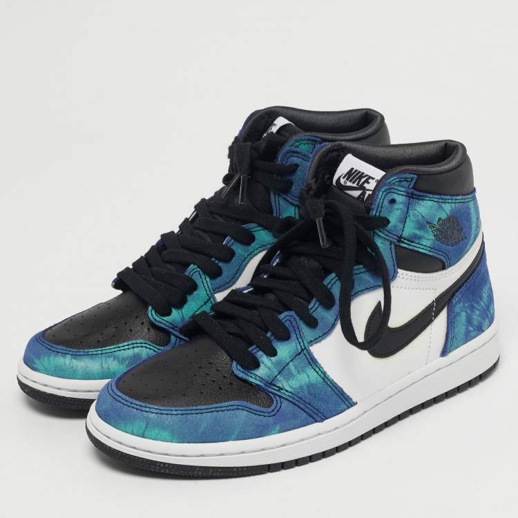 Pre Owned Air Jordans Jordan 1 Retro Tie Dye Size 37.5 Multicolor Leather and Suede High Top Sneakers