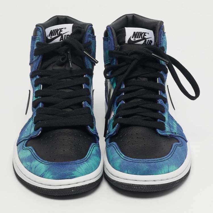 Pre Owned Air Jordans Jordan 1 Retro Tie Dye Size 37.5 Multicolor Leather and Suede High Top Sneakers
