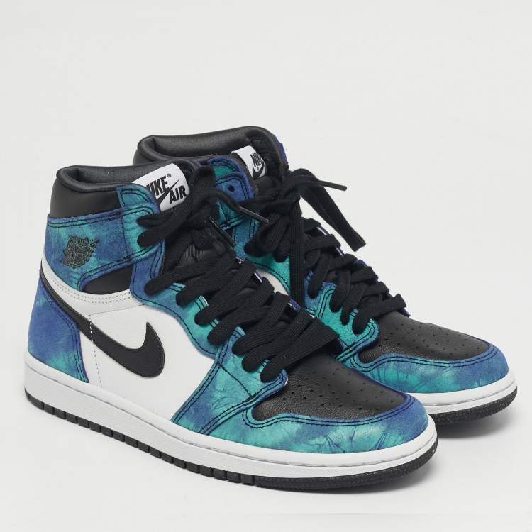 Pre Owned Air Jordans Jordan 1 Retro Tie Dye Size 37.5 Multicolor Leather and Suede High Top Sneakers
