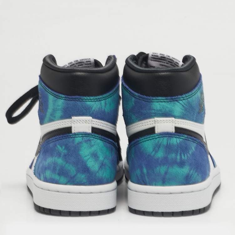 Pre Owned Air Jordans Jordan 1 Retro Tie Dye Size 37.5 Multicolor Leather and Suede High Top Sneakers
