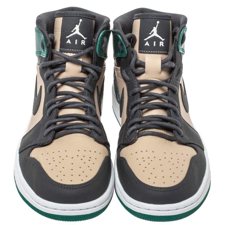 Pre Owned Air Jordan 1 x Nike Tricolor Leather Retro Celtics High Top Sneakers Size 38.5 