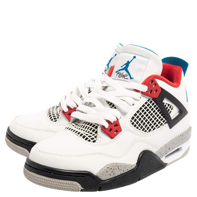 Pre Owned Air Jordan White Leather 4 Retro GS “What the” Sneaker Size 38