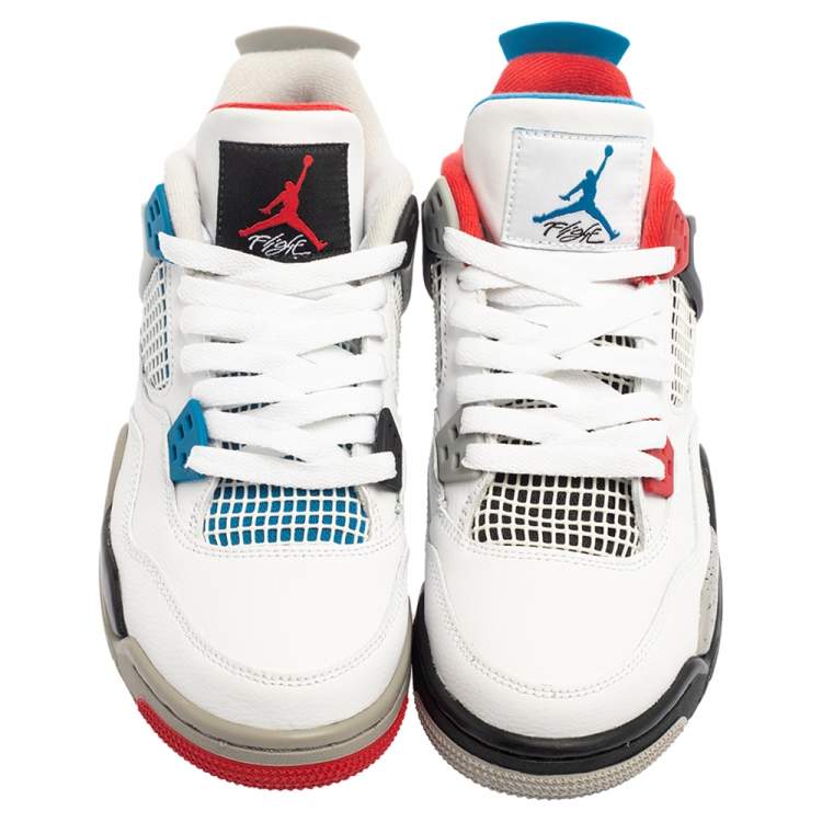 Pre Owned Air Jordan White Leather 4 Retro GS “What the” Sneaker Size 38