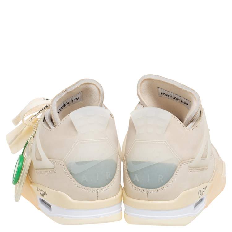 Pre Owned Air Jordan x Off White Beige Nubuck And Rubber 4 Retro Sail Sneakers Size 40