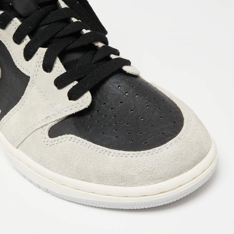 Pre Owned Jordan Grey/Black Suede And Leather 1 Retro High Neutral  Hyper Crimson Sneakers Size 40.5 