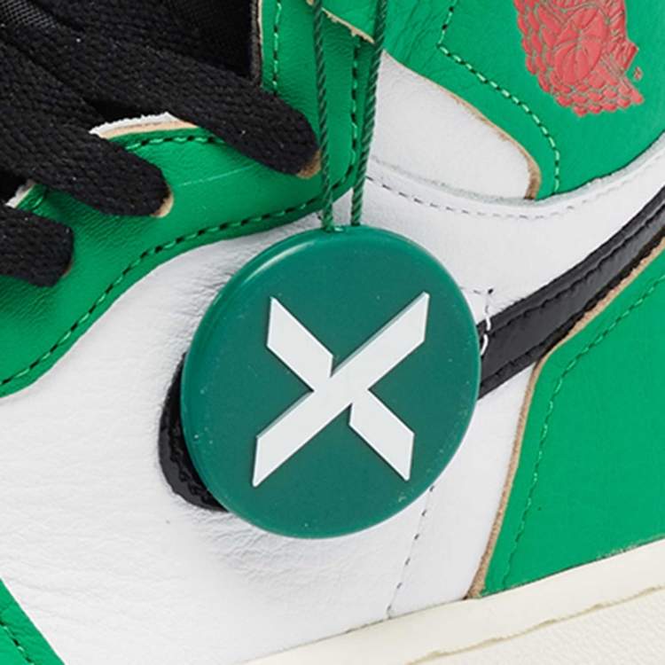Pre Owned Air Jordans Green/White Leather 1 Retro High Top Sneakers Size 38.5