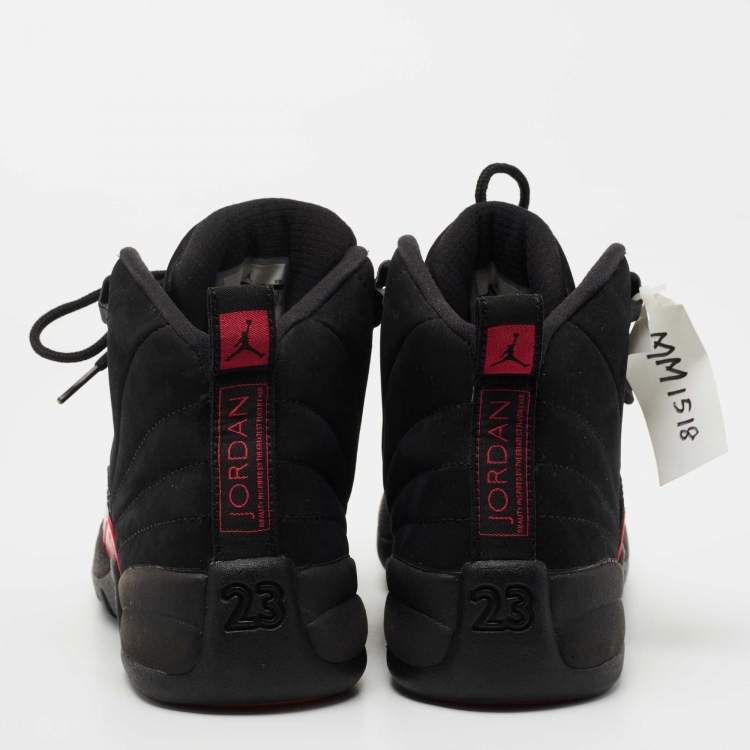 Pre Owned Air Jordan Black Nubuck and Leather 12 Retro High Top Sneakers Size 40