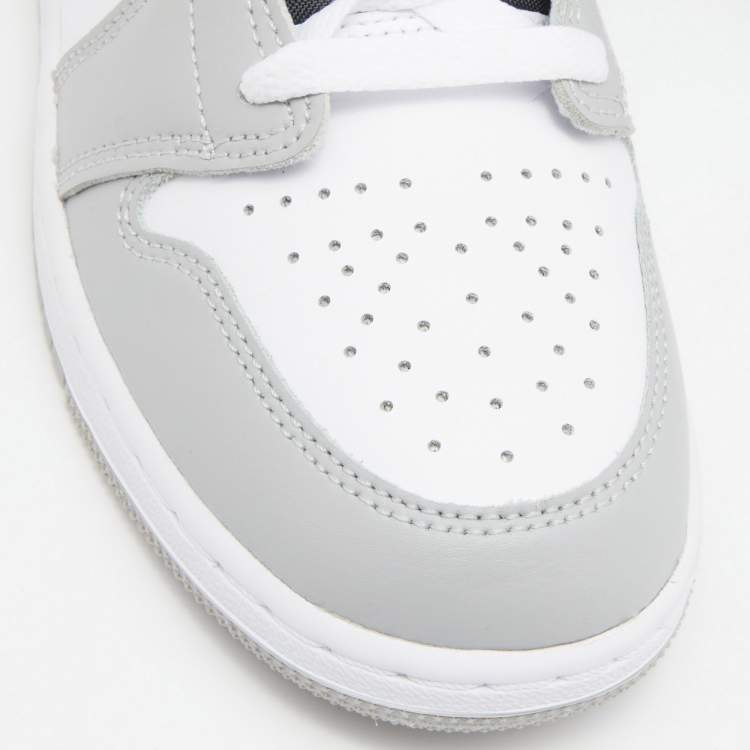 Pre Owned Air Jordans Grey Leather Air Jordan 1 High Top Sneakers Size 39