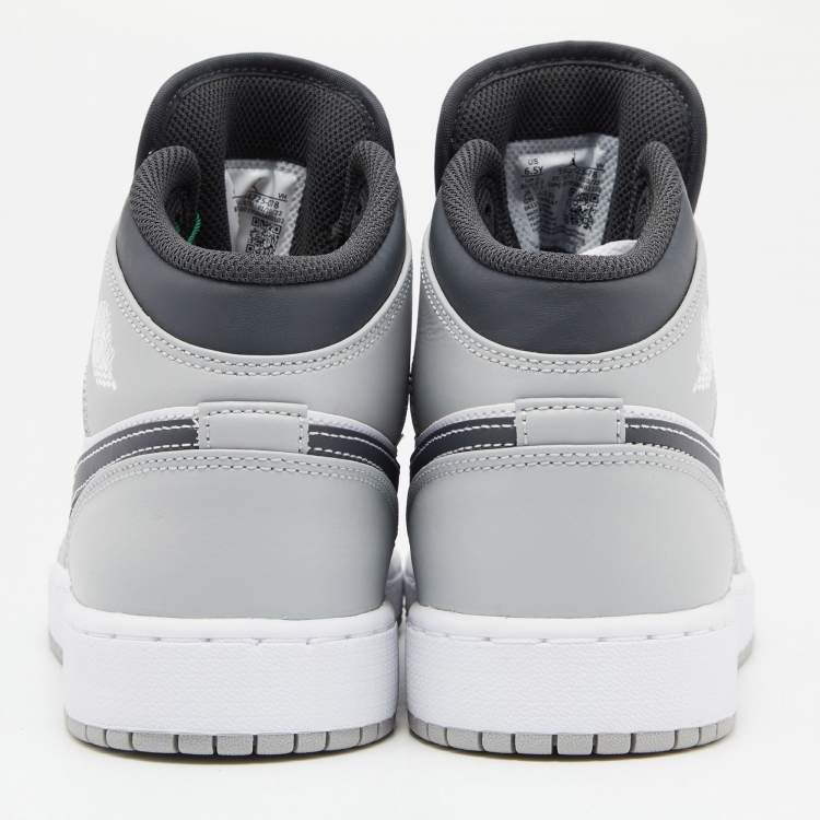 Pre Owned Air Jordans Grey Leather Air Jordan 1 High Top Sneakers Size 39