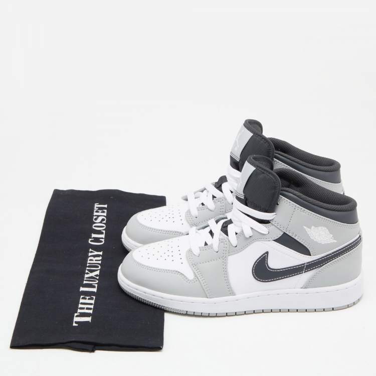 Pre Owned Air Jordans Grey Leather Air Jordan 1 High Top Sneakers Size 39