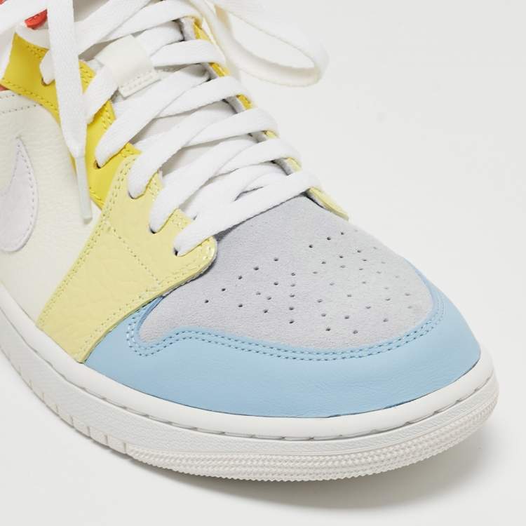 Pre Owned Air Jordan Multicolor Leather and Suede Jordan 1 Mid To My First Coach Sneakers Size 44