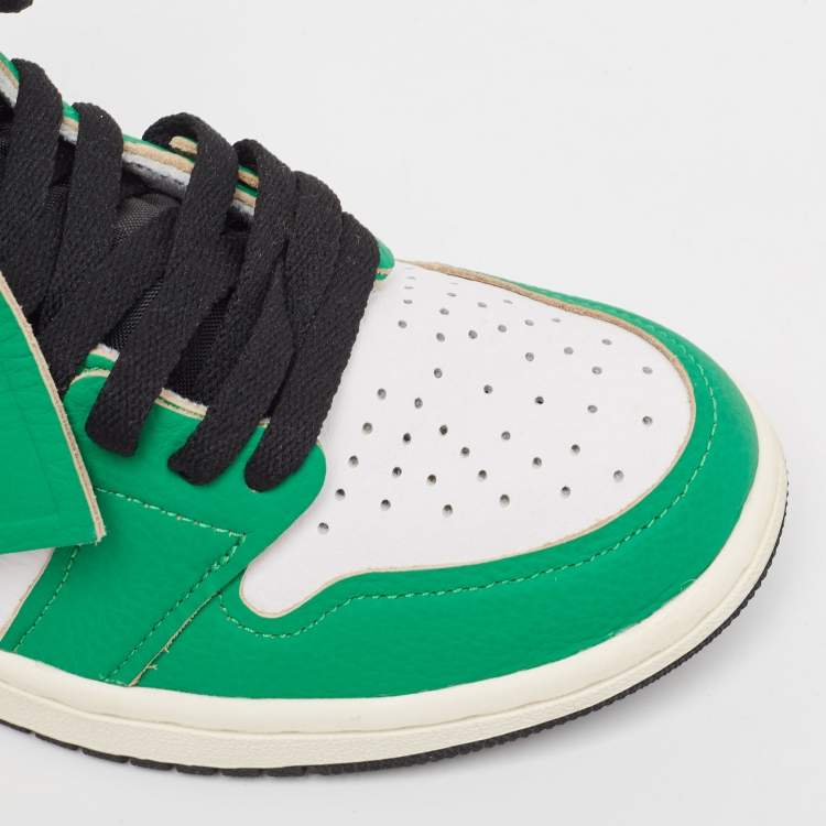 Pre Owned Air Jordans Green/White Leather Air Jordan 1 Lucky Green Sneakers Size 37.5 