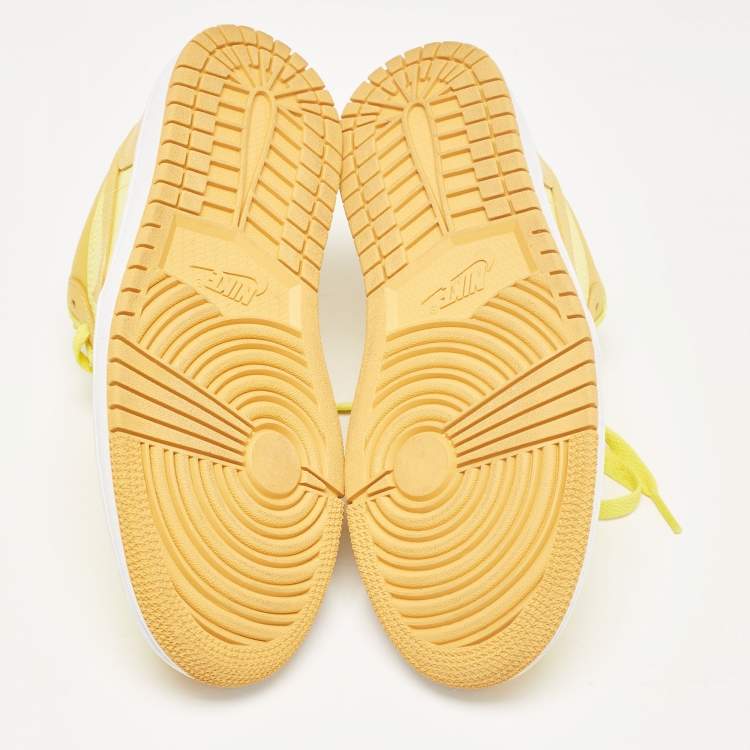Pre Owned Air Jordans Yellow Leather Jordan 1 Low Yellow Strike Sneakers Size 38