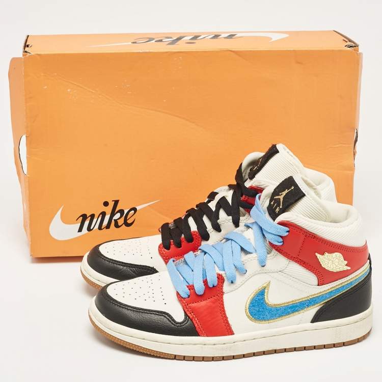 Pre Owned Air Jordans Multicolor Fabric and Leather Air Jordan 1 High Top Sneakers Size 38