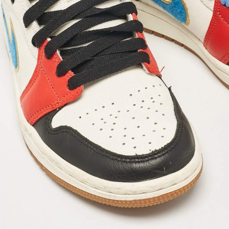 Pre Owned Air Jordans Multicolor Fabric and Leather Air Jordan 1 High Top Sneakers Size 38