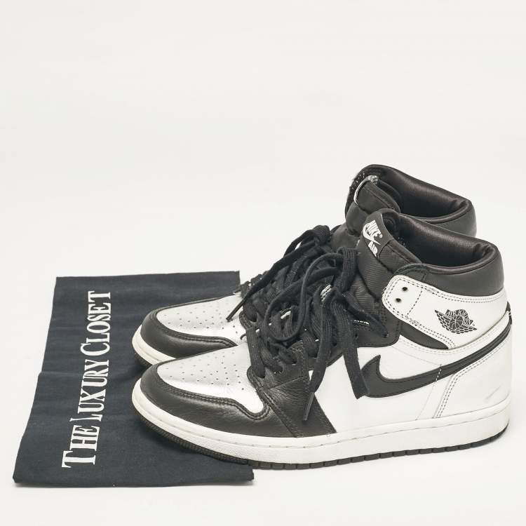 Pre Owned Air Jordans Multicolor Leather Jordan 1 Retro High Silver Toe Sneakers Size 38.5