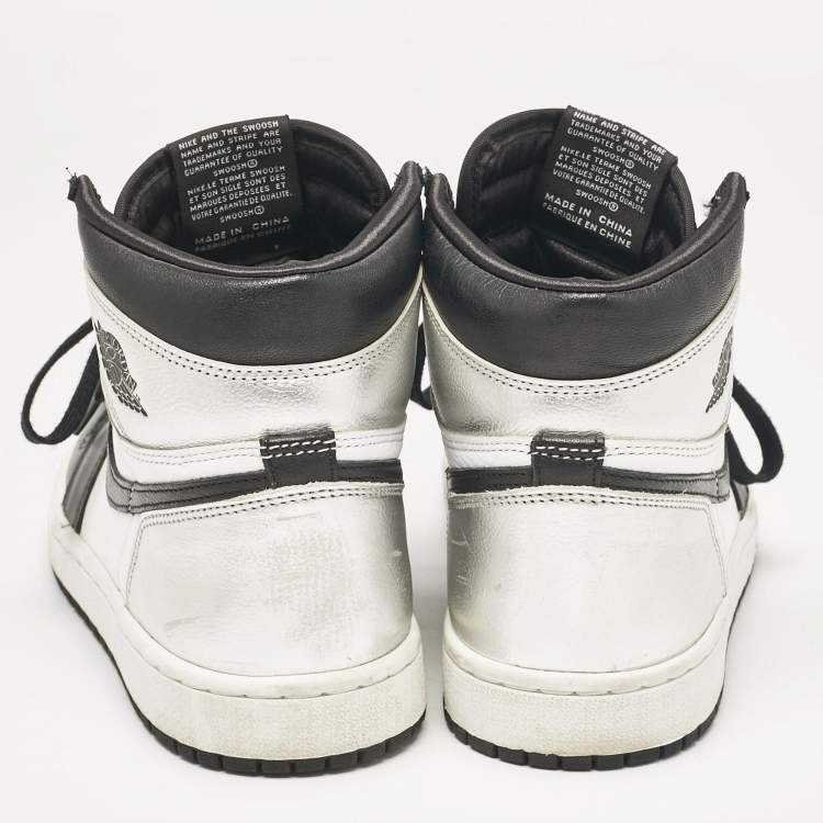 Pre Owned Air Jordans Multicolor Leather Jordan 1 Retro High Silver Toe Sneakers Size 38.5
