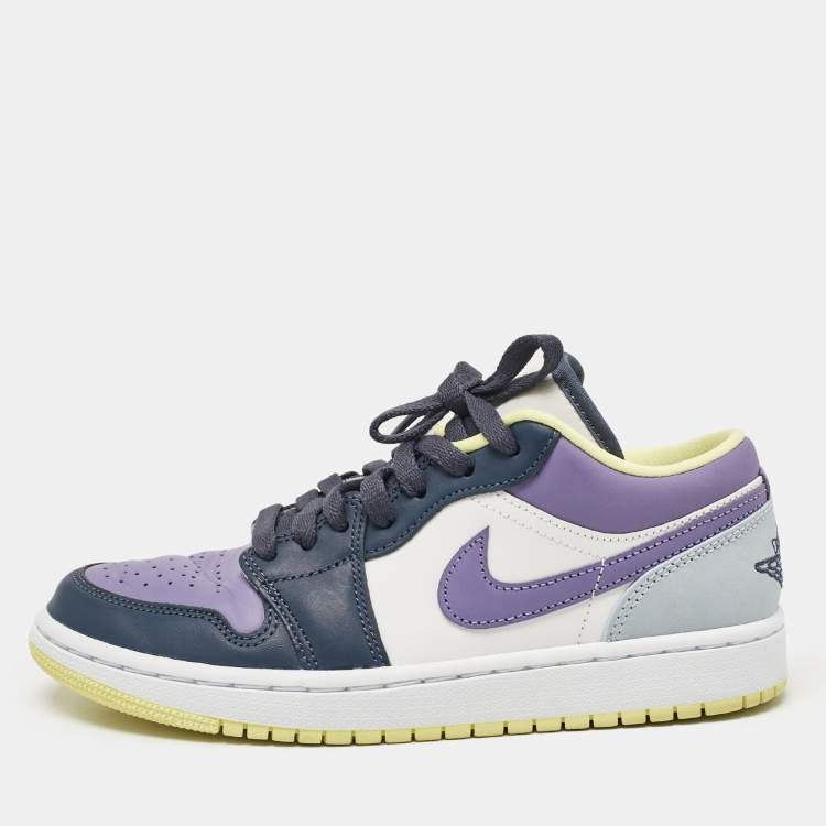 Pre Owned Air Jordan Multicolor Leather Jordan 1 Low Purple/Magenta Sneakers Size 38.5