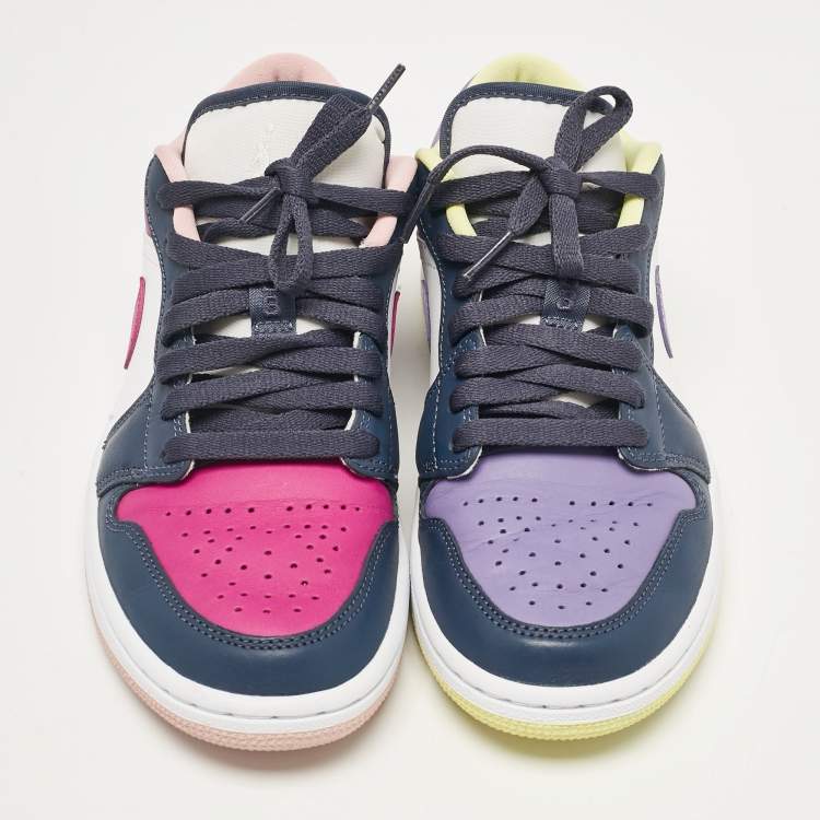 Pre Owned Air Jordan Multicolor Leather Jordan 1 Low Purple/Magenta Sneakers Size 38.5