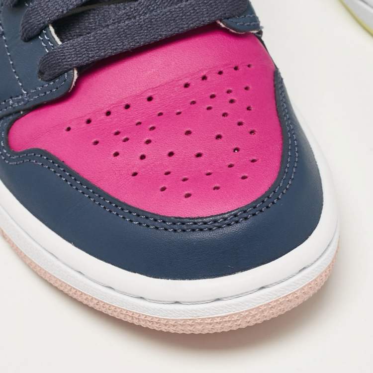 Pre Owned Air Jordan Multicolor Leather Jordan 1 Low Purple/Magenta Sneakers Size 38.5