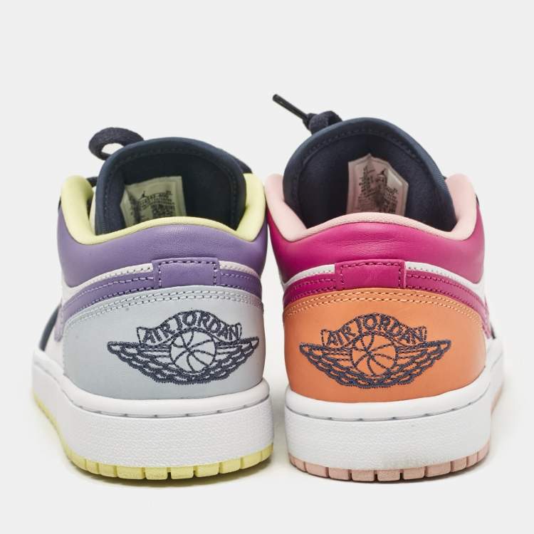 Pre Owned Air Jordan Multicolor Leather Jordan 1 Low Purple/Magenta Sneakers Size 38.5