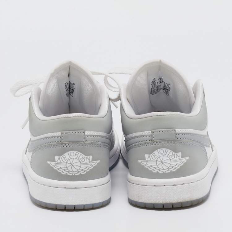 Pre Owned Air Jordans Grey/White Air Jordan 1 Lace Up Sneakers Size 37.5