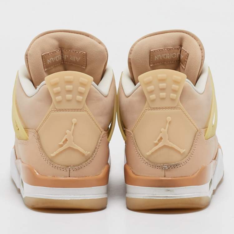 Pre Owned Air Jordans Beige Durabuck Leather Jordan 4 Retro Shimmer Sneakers Size 38