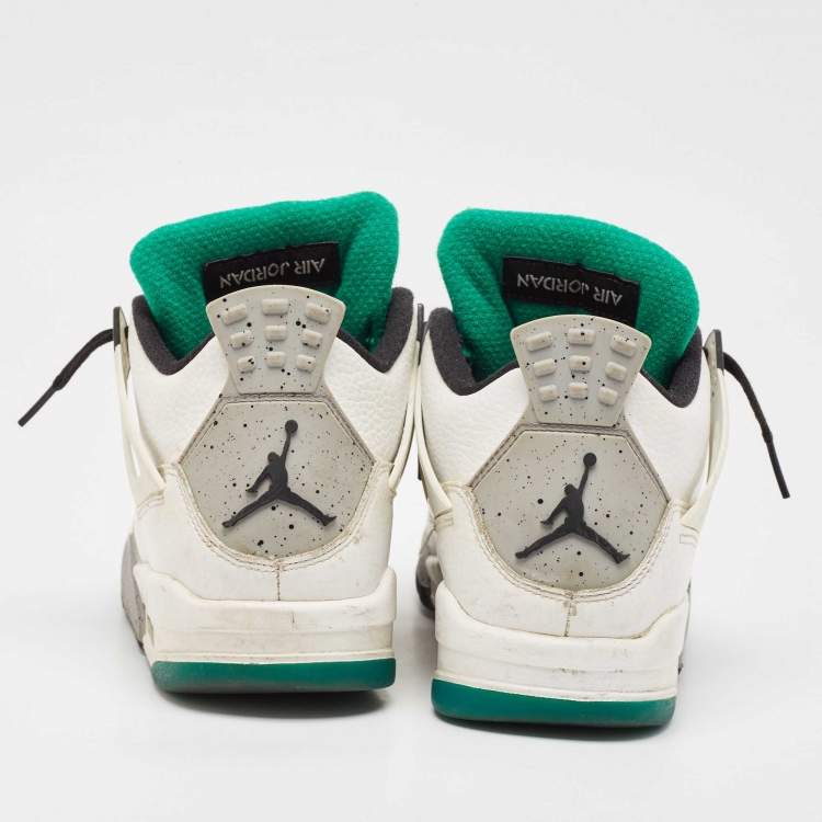 Pre Owned Air Jordans White Leather Jordan 4 High Top Sneakers Size 38.5