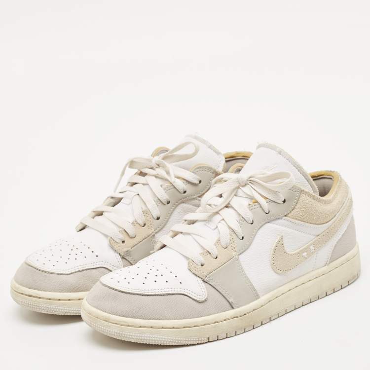 Pre Owned Air Jordans Multicolor Leather and Suede Jordan 1 Low SE Craft Inside Out Tech Grey Sneakers Size 40.5