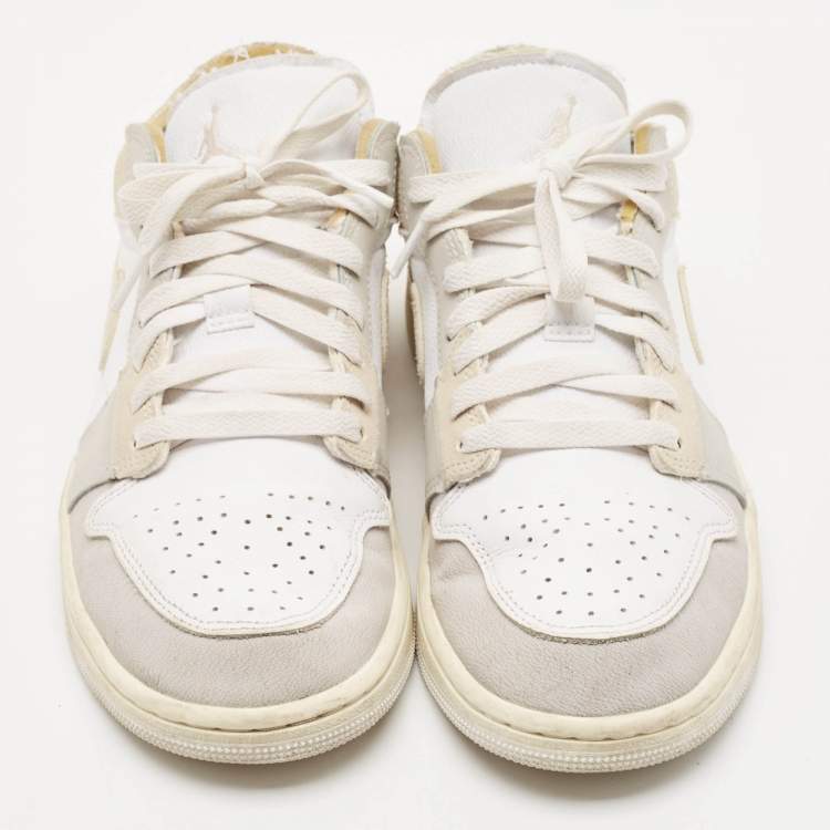 Pre Owned Air Jordans Multicolor Leather and Suede Jordan 1 Low SE Craft Inside Out Tech Grey Sneakers Size 40.5