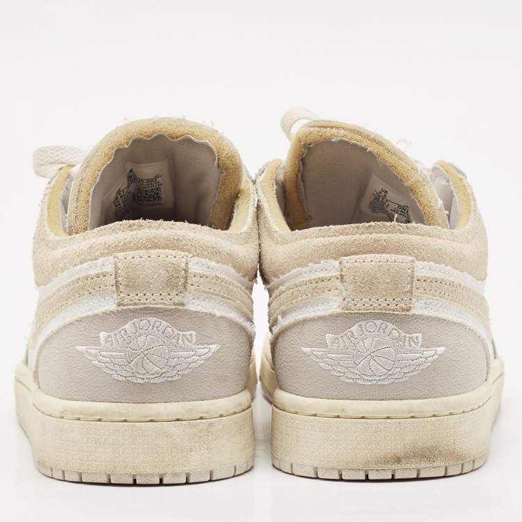 Pre Owned Air Jordans Multicolor Leather and Suede Jordan 1 Low SE Craft Inside Out Tech Grey Sneakers Size 40.5