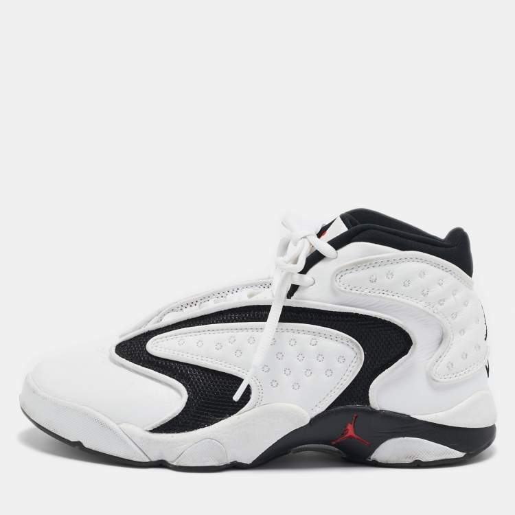 Pre Owned Air Jordans White Leather and Mesh Jordan OG White Black Sneakers Size 38.5