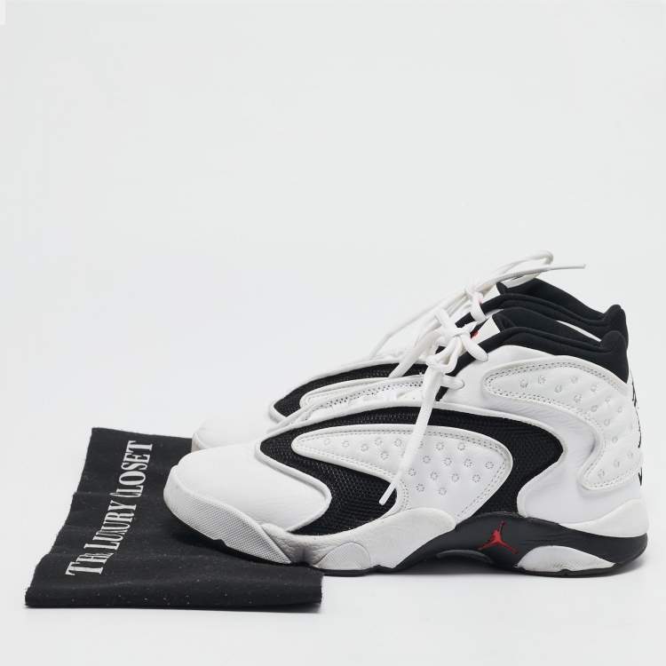 Pre Owned Air Jordans White Leather and Mesh Jordan OG White Black Sneakers Size 38.5