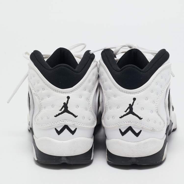 Pre Owned Air Jordans White Leather and Mesh Jordan OG White Black Sneakers Size 38.5