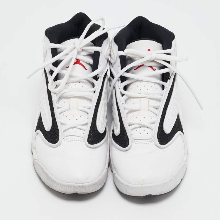Pre Owned Air Jordans White Leather and Mesh Jordan OG White Black Sneakers Size 38.5
