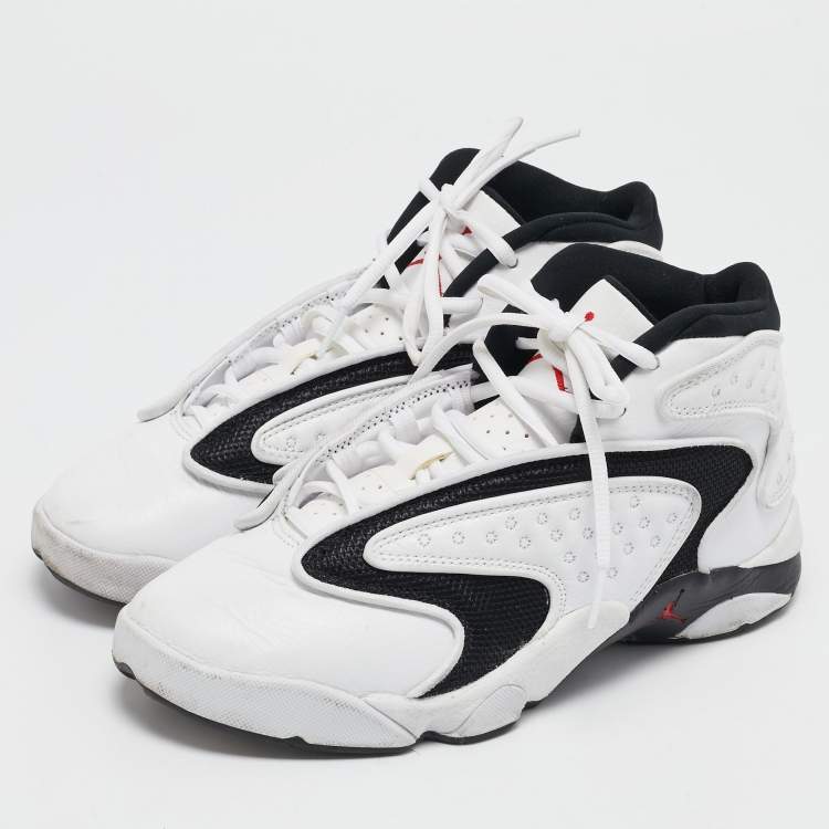 Pre Owned Air Jordans White Leather and Mesh Jordan OG White Black Sneakers Size 38.5