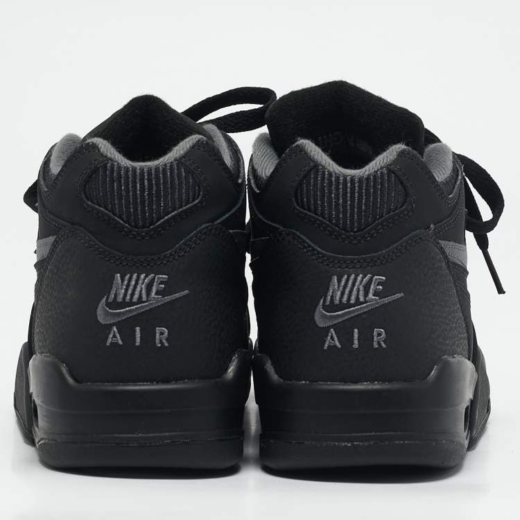 Pre Owned Air Jordans Black Nubuck Leather Air Flight High Top Sneakers Size 37.5