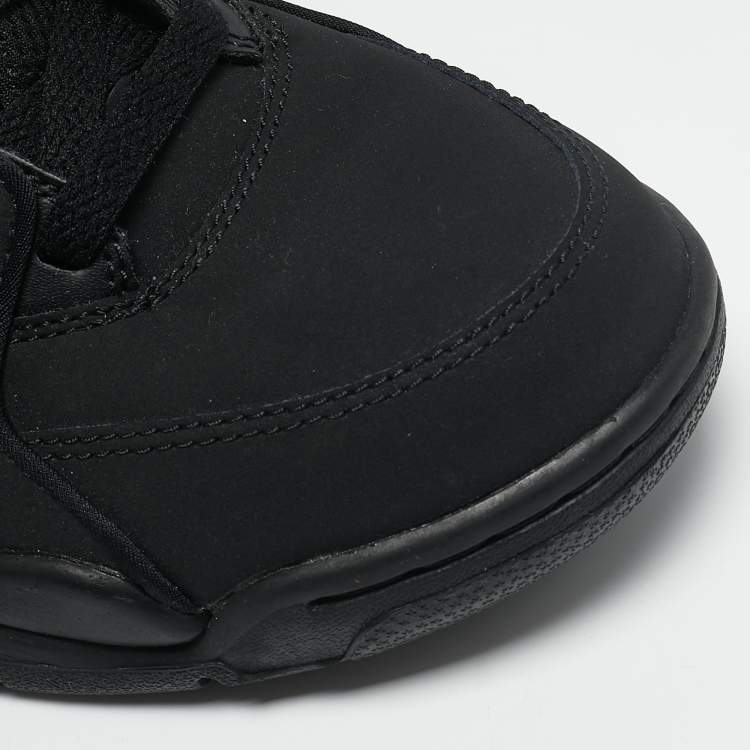 Pre Owned Air Jordans Black Nubuck Leather Air Flight High Top Sneakers Size 37.5