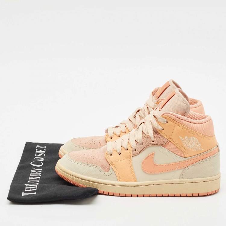 Pre Owned Air Jordans Multicolor Leather and Suede Air Jordan 1 High Top Sneakers Size 39