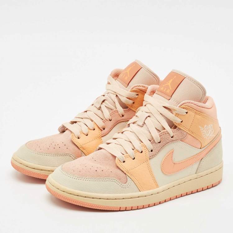 Pre Owned Air Jordans Multicolor Leather and Suede Air Jordan 1 High Top Sneakers Size 39